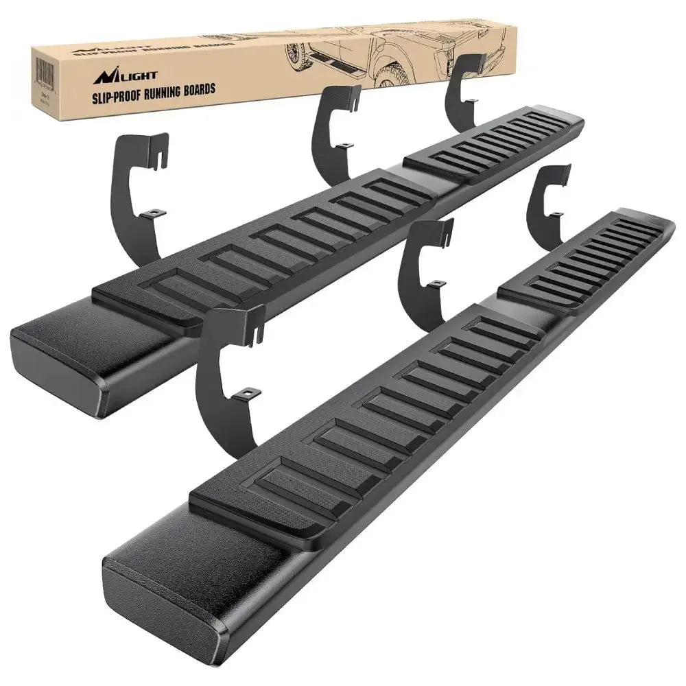 Nilight 6-Inch Aluminum Side Step Nerf Bars Running Boards, Bolt-On Install, Side Protection, for 2007-2018 Chevy Silverado/GMC Sierra 1500 Double Cab & 2007-2019 2500HD/3500HD, Stainless Steel, 1 Pack of Accessories, Slip-Proof, Automotive, Car Accessori