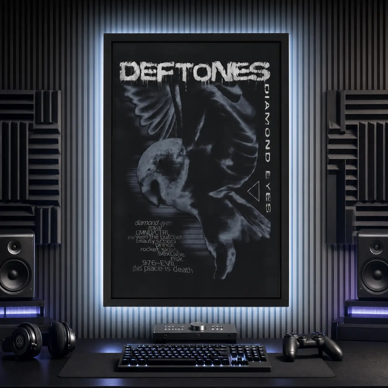 Deftones Diamond Eyes Unframed Canvas Wall Art, Y2K Grunge Shoegaze Album Poster, Alternative Rock and Nu Metal Print, Moody Gothic Aesthetic Decor for Bedroom, Dorm, Music Studio, Man Cave or Apartment, Vintage Inspired Gift for Band Fans and Collectors