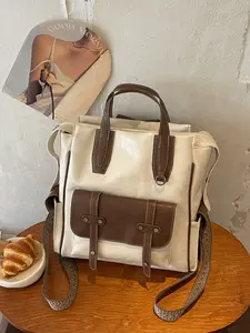 Vintage Leather Backpack for Men and Women, Large Capacity Couple Book Bag, Commuter Laptop Backpack, College Style, High Aesthetic Value