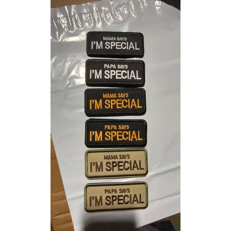 6PCS Mama Says I'm Special Patches, Hook & Loop Funny Patch Full Embroidery Badge for Dog Vest Harness and Caps Bags Vests Jackets