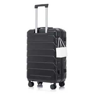28 Inch ABS Hard Shell Large Travel Checked Luggage - Scratch Resistant Surface Four Multi-Directional Wheels,  With Combination Lock and Side Hooks . (Black)