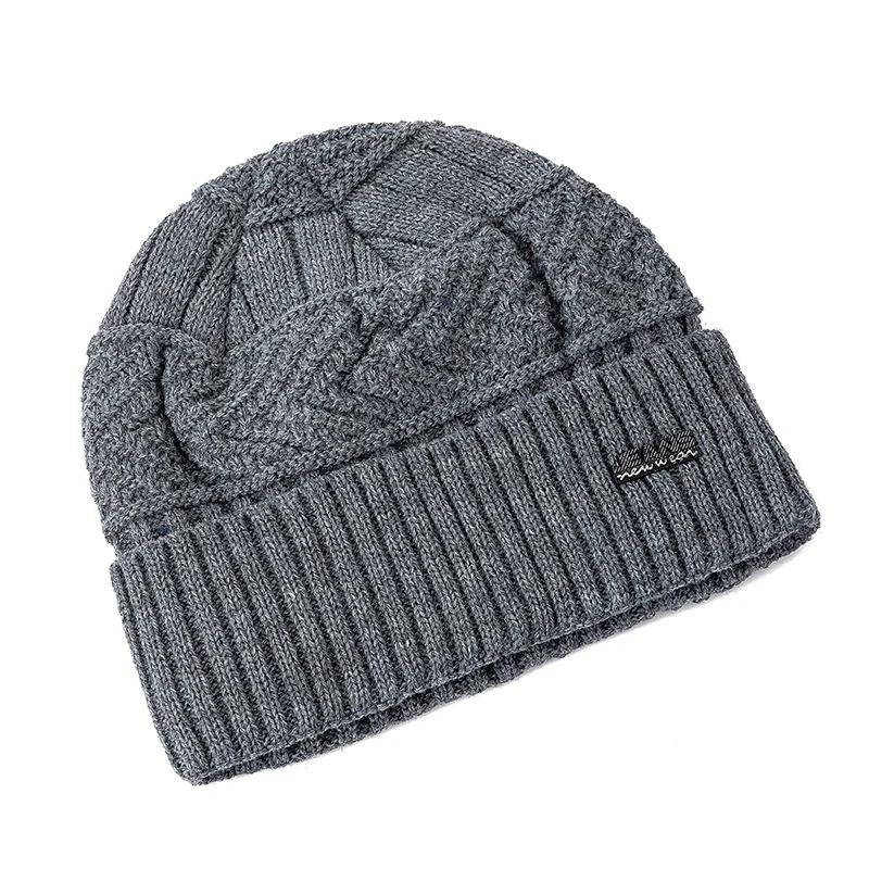 Hot Sale Unisex Warm Winter Hat Jeans Label Stylish Plush Fur Lined Soft Beanie Hat Thick Winter Hats For Women Men Knitted Hat