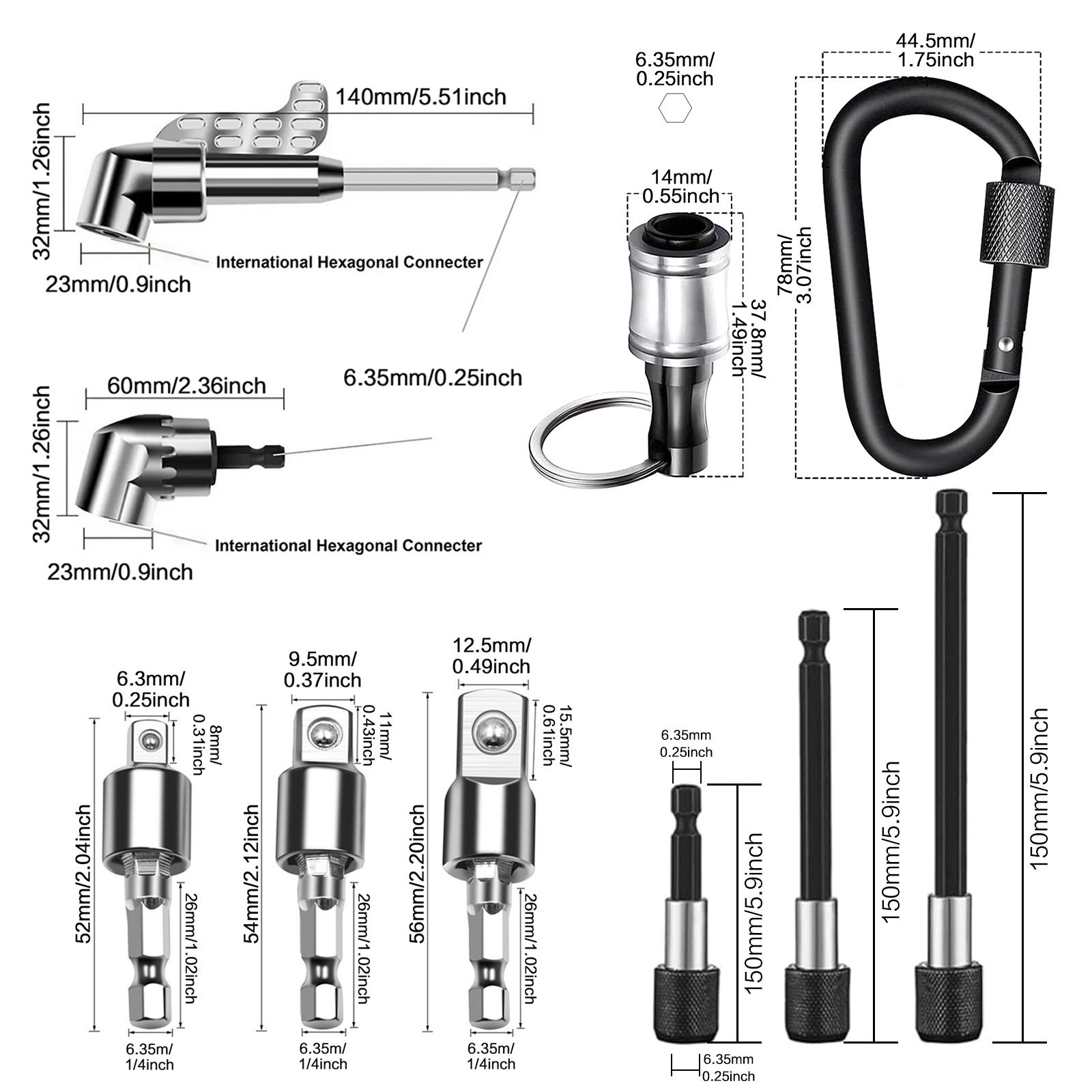 Cr-V Steel Socket Adapter, mpact Socket Extension Tools, High Speed Nut Driver Socket Adapter, Impact Grade Driver Sockets Adapter Extension Set, Bead Rod Extension Bar, Hand Tools, Hardware, for Wrench, Bit Socket Set