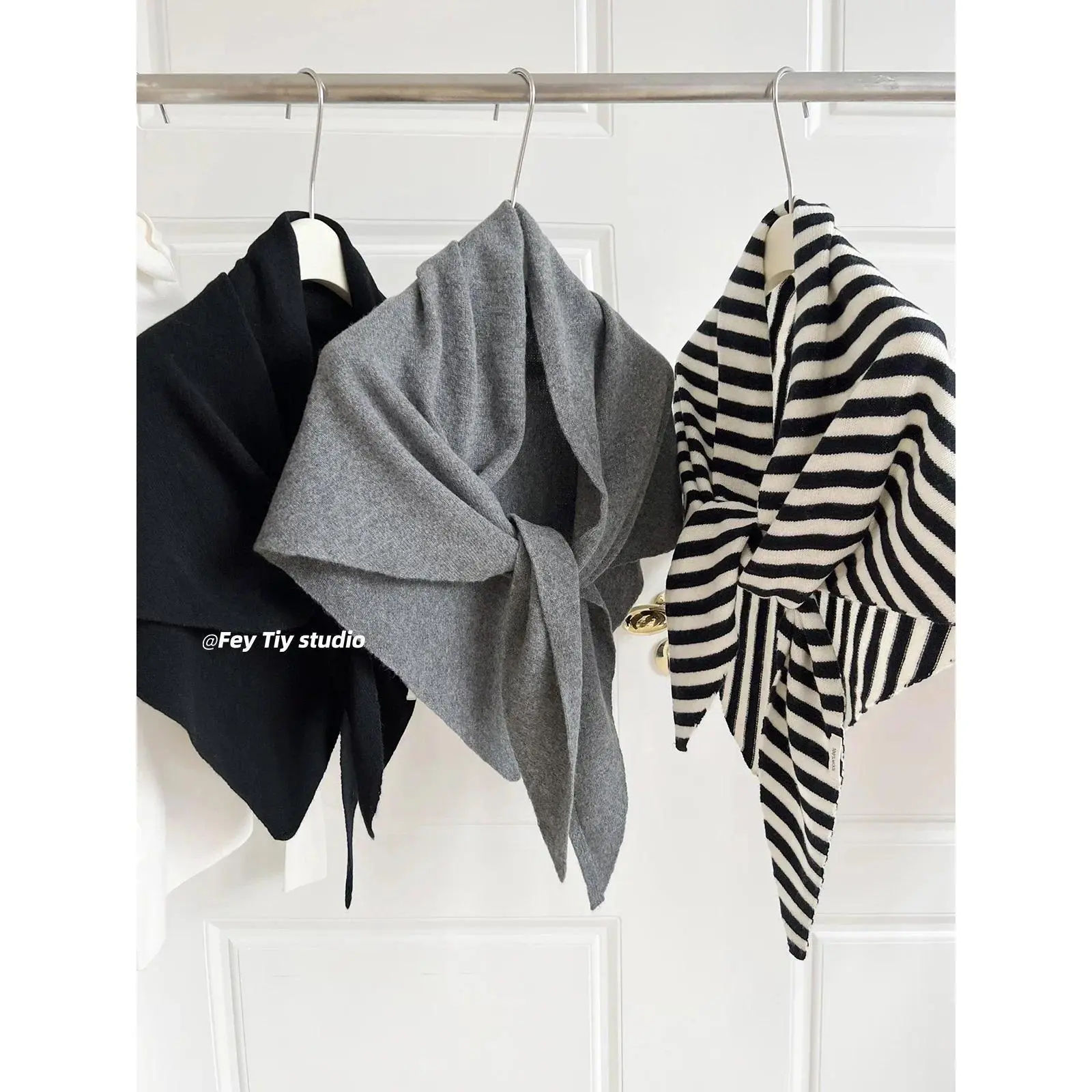 100% Wool British Triangle Scarf Luxe Versatile Super Cozy   Scarf Women Winter Comfortable Gentle Sweet Korean Scarf