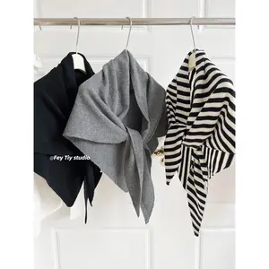 100% Wool British Triangle Scarf Luxe Versatile Super Cozy   Scarf Women Winter Comfortable Gentle Sweet Korean Scarf