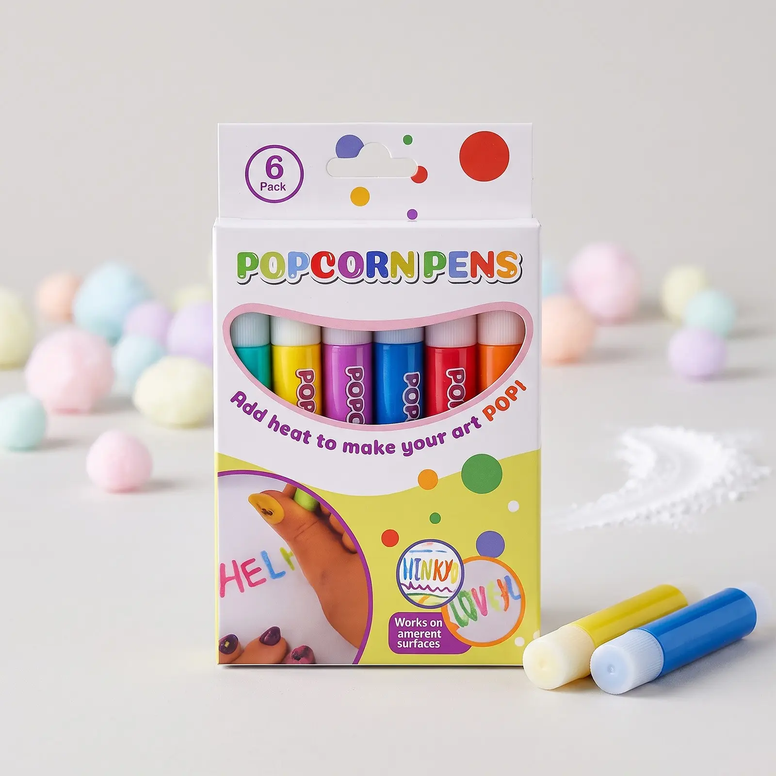 6-Pack Popcorn Pens 3D Puffy Heat-Foaming Markers, Fun DIY Art Tools for Kids, Creative Home Craft Supplies, Perfect for Drawing & Crafting, Coloring Supplies