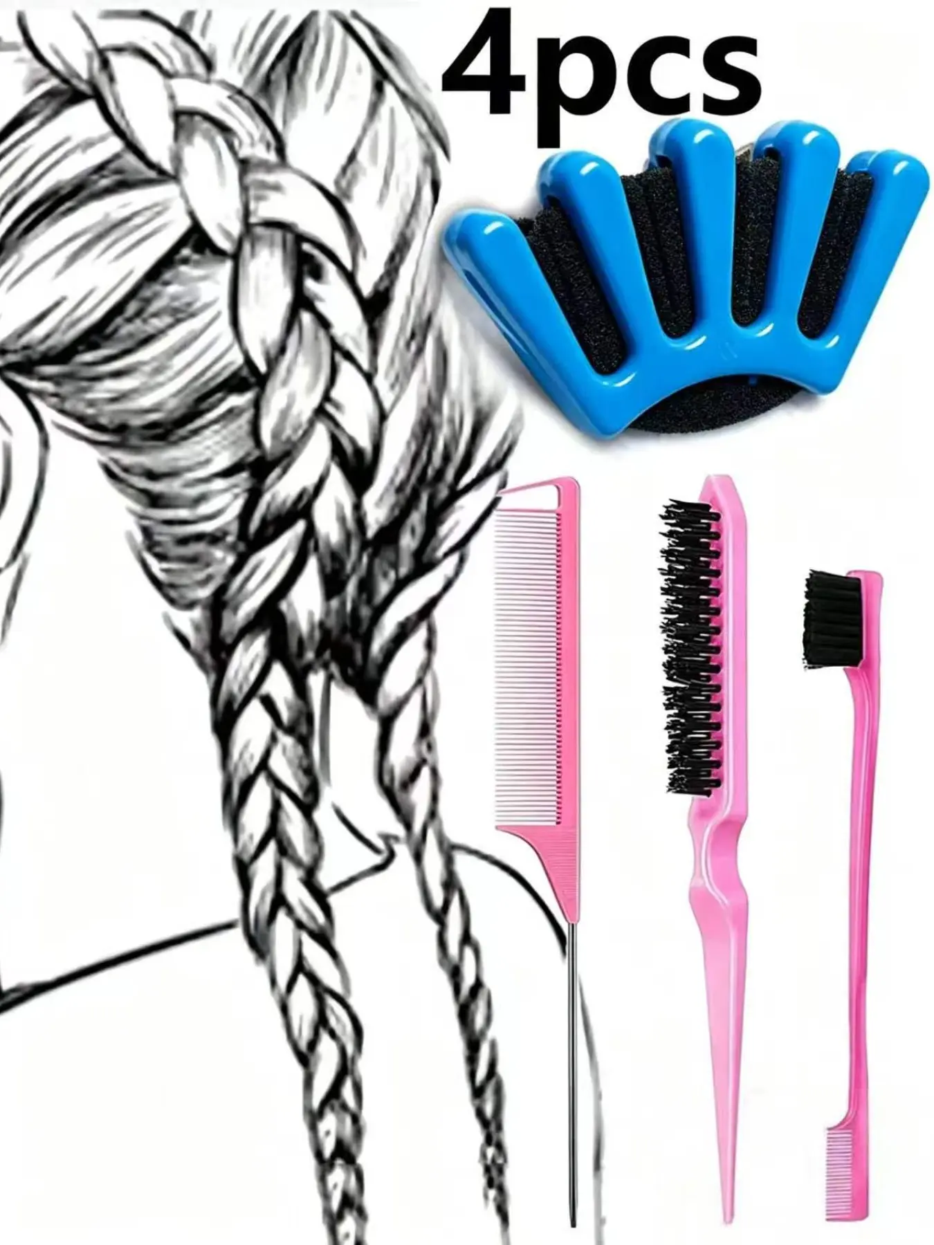 4pcs Hair Styling Tool Set, DIY Sponge Hairstyling Tools, Quick Bun Maker for Braids, Stylist Curling Accessories, Twist Braid Tool for Women & Wedding Hairstyles, Heatless Styling Tools