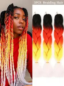 Braiding Hair Extension 24 Inch 3 Packs Synthetic Profession Jumbo Braid in Hair Extensions Ombre Colored Hair Extensions for Women Braiding