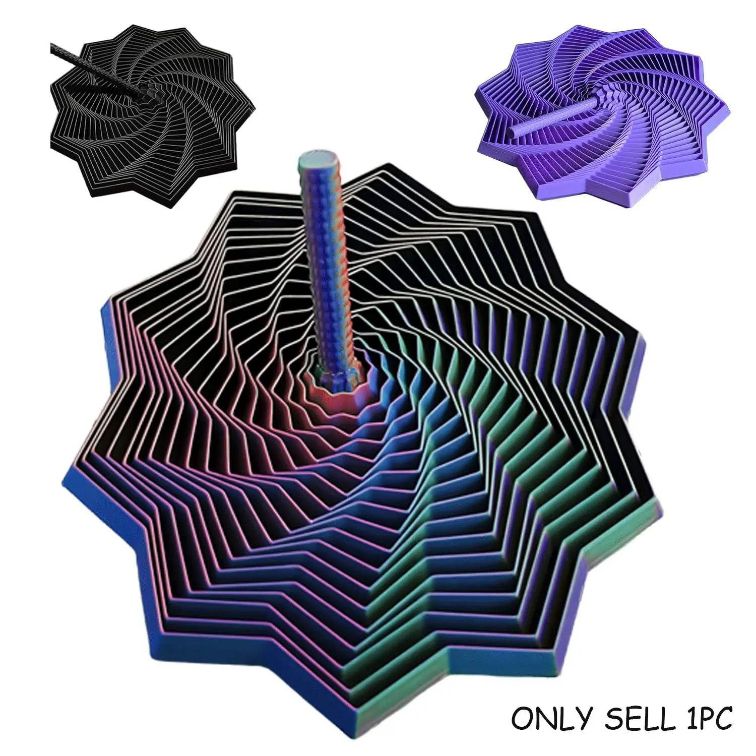 3D Printed Sensory Stress Relief Star, Handle Hexagonal Decompression, Office Desk Stress Relief, Large Rotating Spiral Pressure Release