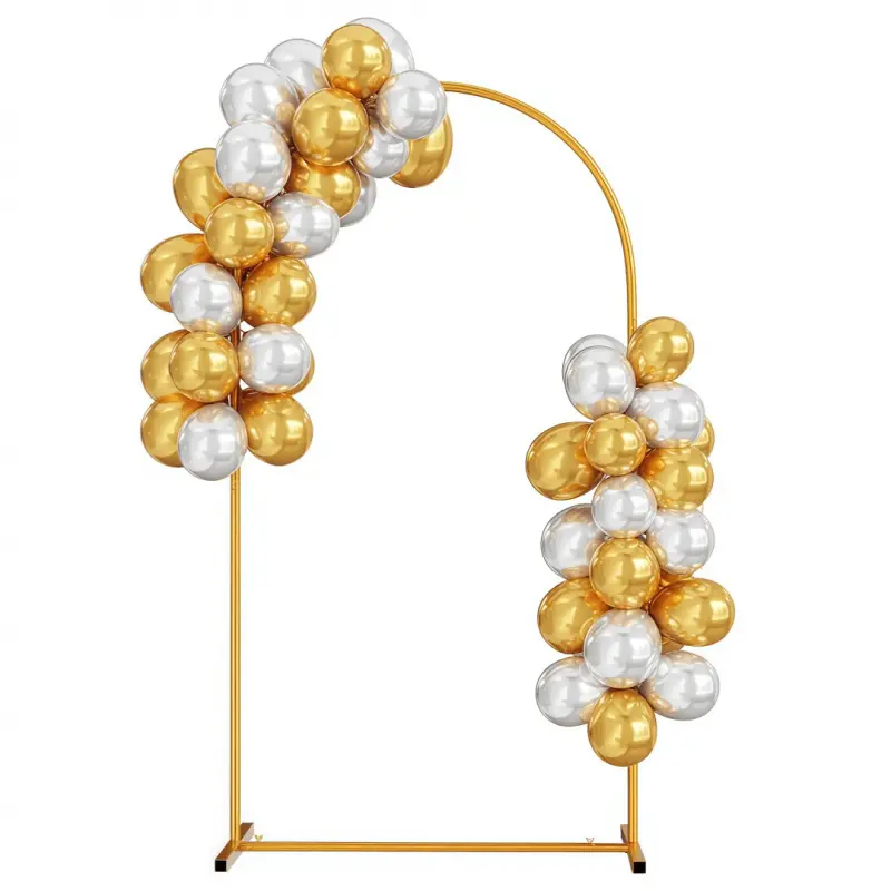 Decorative Golden Metal Arch Set, 3.9ft to 7.21ft Multi-size Frames, Universal Indoor Outdoor Ornament for Weddings, Birthdays and Different Celebrations, Balloons, Balloon Arch Decoration
