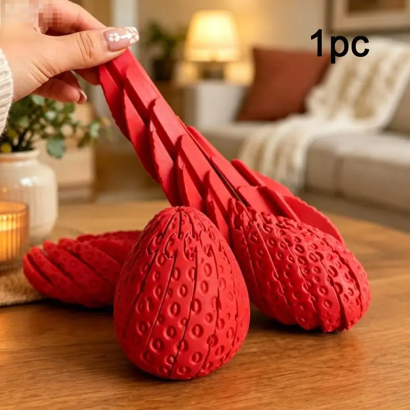3D Printed Twisty Strawberry Deformable Rotatable Strawberry Shaped Desk Decor Stress Relief  Fun Playbility Relax Gift for Crossborder
