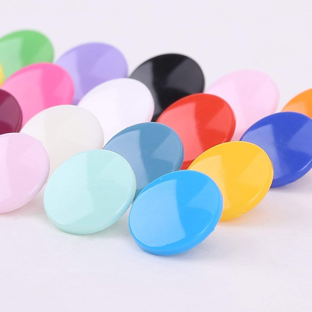 100 Sets KAM Snaps Buttons,  Size 20 T5 Glossy Round  Plastic Buttons Fasteners Punch Poppers for Cloth Diaper/Bibs/Towels/Nappies