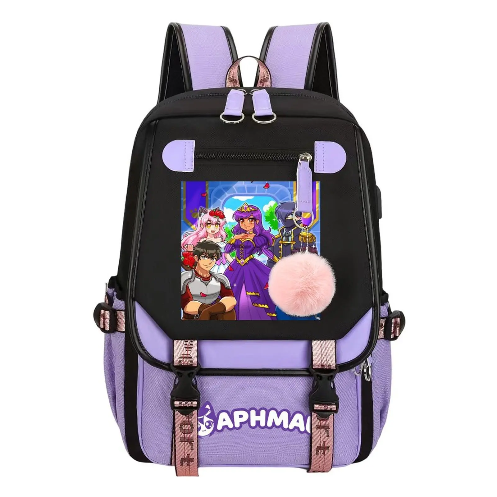 Aphmau Print Backpack for Boys & Girls, Teen Student School Bag, Large Capacity Backpack,  Water-Resistant Durable Design, Multi-Pocket Organizer, Perfect Birthday & Holiday Gift 11.4” × 18.1”