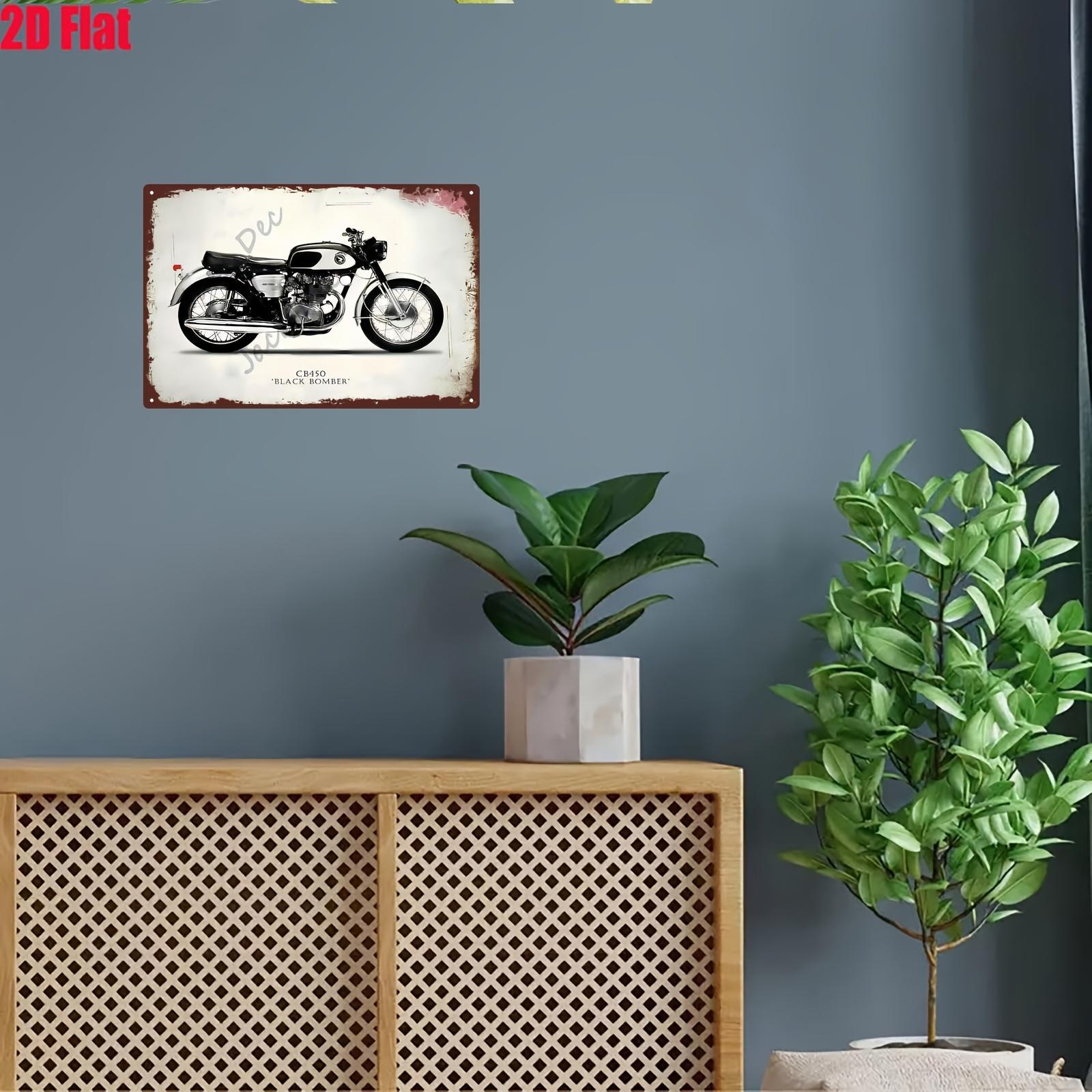 【20*30cm/8*12inch】2D Flat, 1pc Vintage Metal Sign | A CB450 Black Bomber Motorcycle on Iron Sheet Painting | 20*30cm/8*12inch | Suitable for Living Room, Bedroom, Cafe, Bar, Garage, Home Decor, 2D Flat