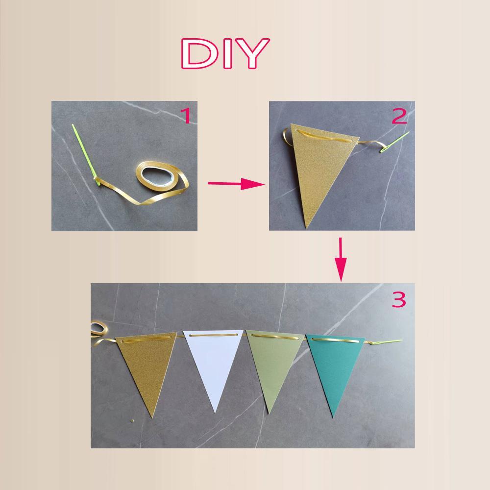 DIY Triangle Pull Flag Birthday Wedding Party Decoration, Colorful Flags Holiday Banner, Kindergarten Classroom Birthday Party Scene Setup