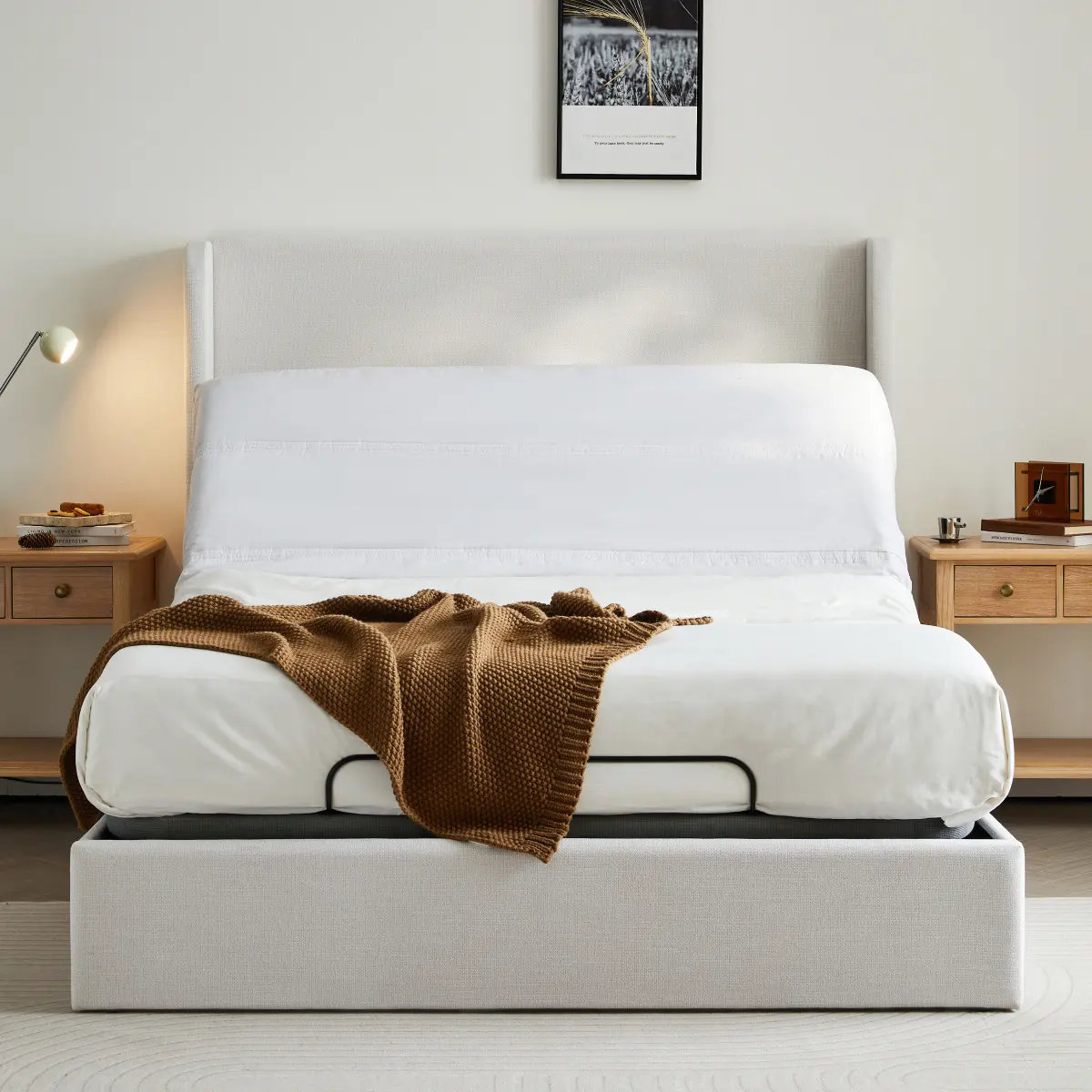 Caron 4.0 Ergonomic Queen Size Adjustable Bed Frame, Adjustable Bed Base with Head and Foot Incline, Electric Base w/Wireless Remote Control,  Massager