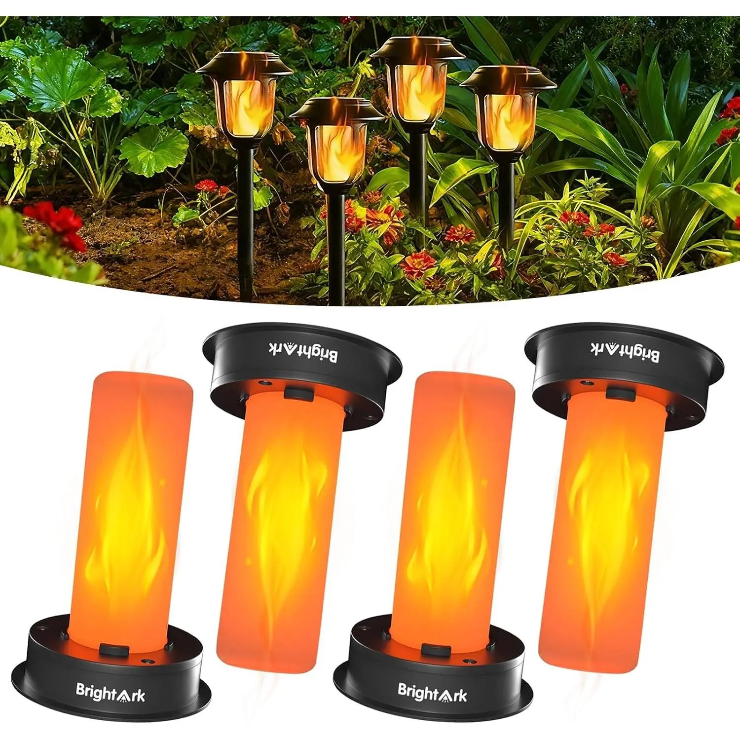 Solar Light Replacement Tops Parts with Flickering Flame Effect, Fits 2.87 to 3.35 Inch Openings, 1.2V 600mah Waterproof Outdoor Solar Panel Module For Garden Lights, Solar Lanterns (4 Pack)Gift.