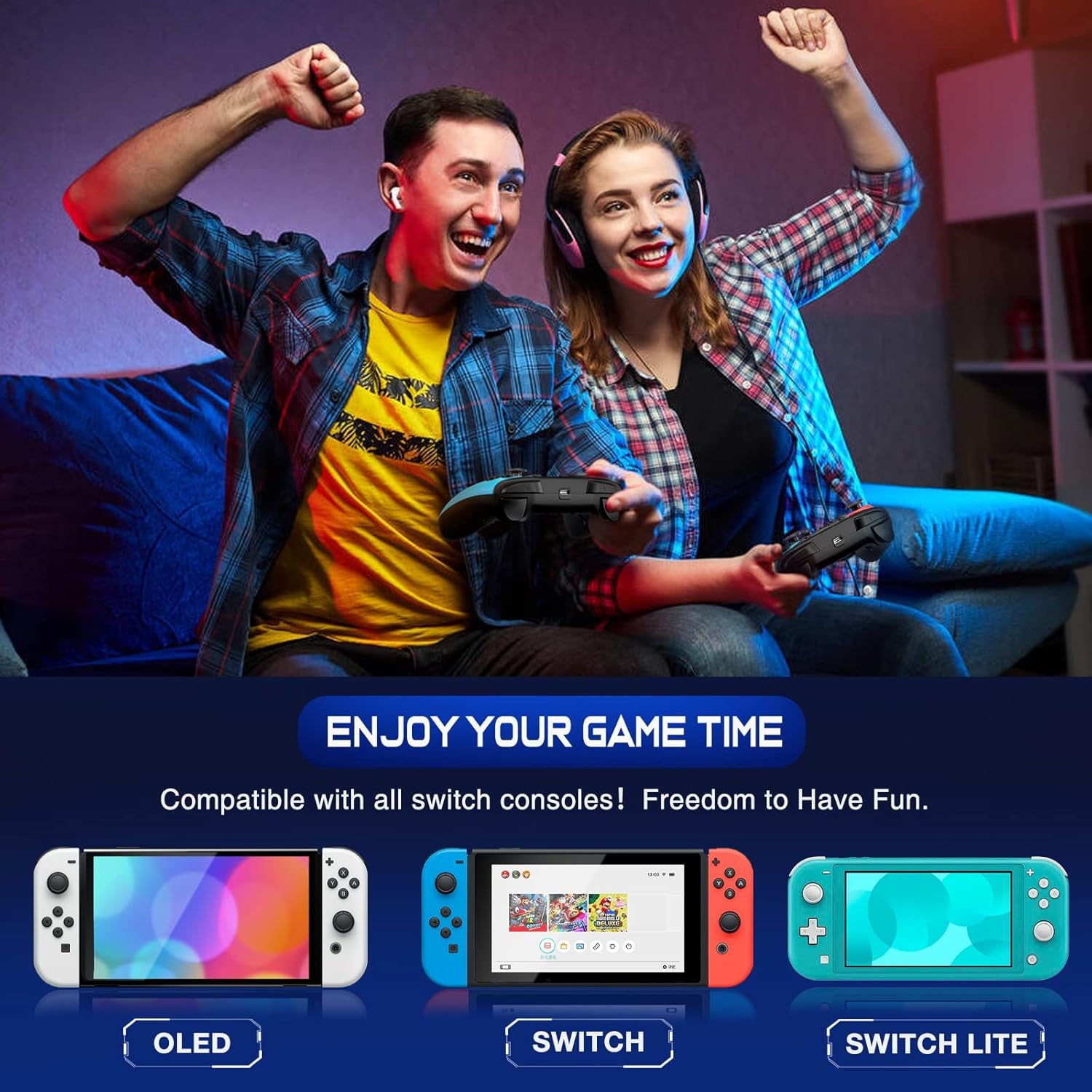Wireless Switch Controller for Switch/Lite/OLED Controller, Switch Controller with a Mouse Touch Feeling on Back Buttons, Extra Switch Pro Controller with Wake-up,Programmable, Turbo Function