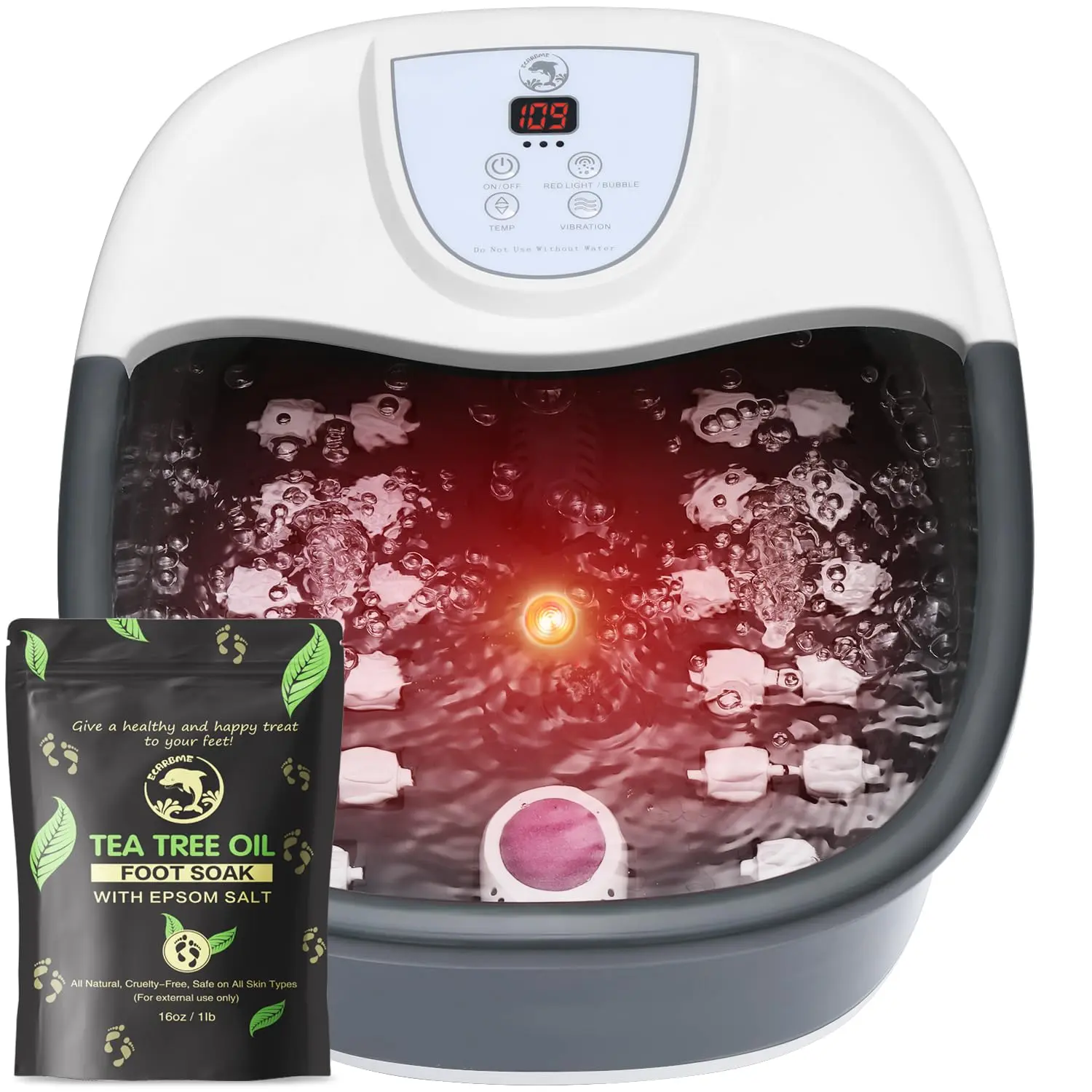 Foot  Bath  with Heat, Foot Soaking Tub with 22 Massage Rollers, Temperature Control, Jets, Bubbles, Epsom Salt and Vibration, Foot Bath soak tub for Relaxation - Black