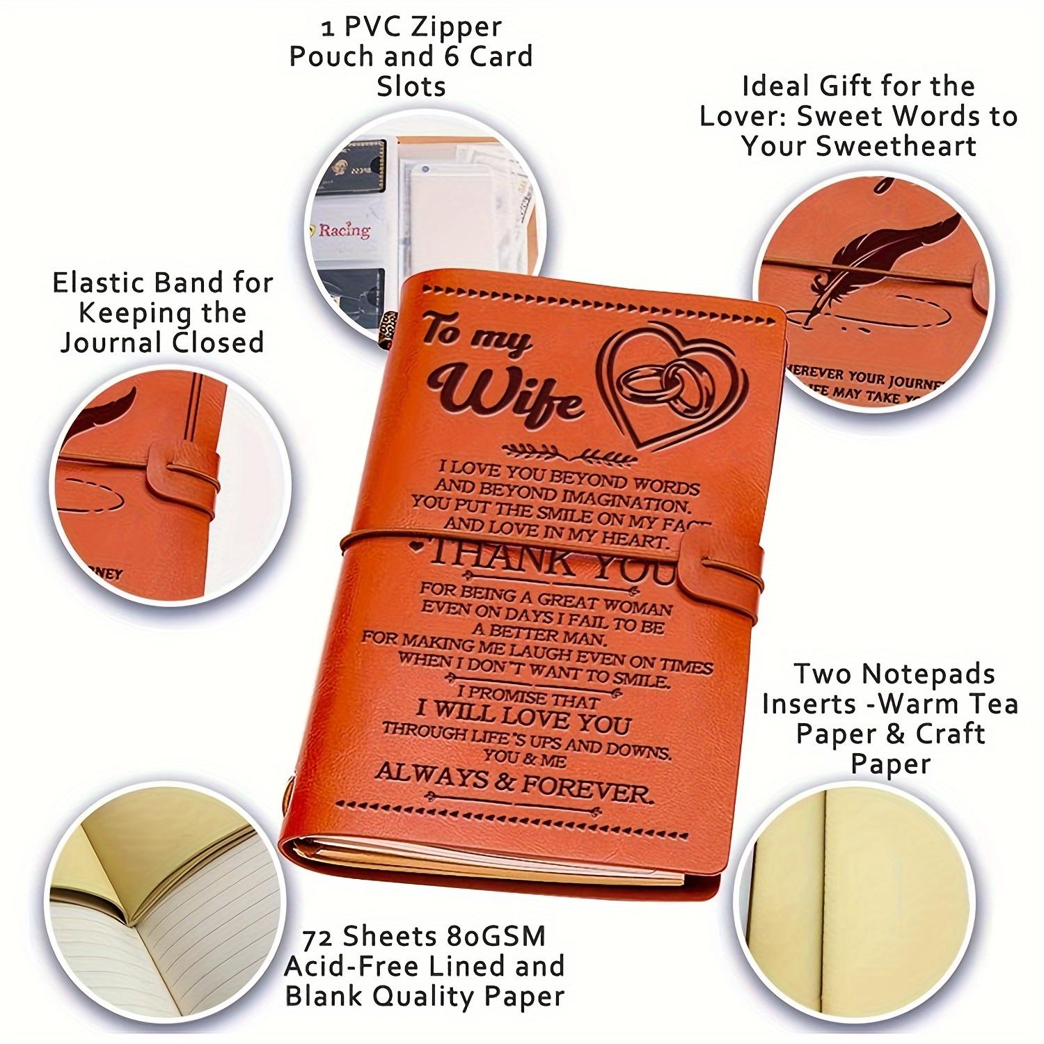 1pc A gift from the husband to his wife, an artificial leather diary for his wife, 140 pages, a diary that his wife can fill in for writing, a wedding Christmas gift for the anniversary of the couple, a romantic gift for her