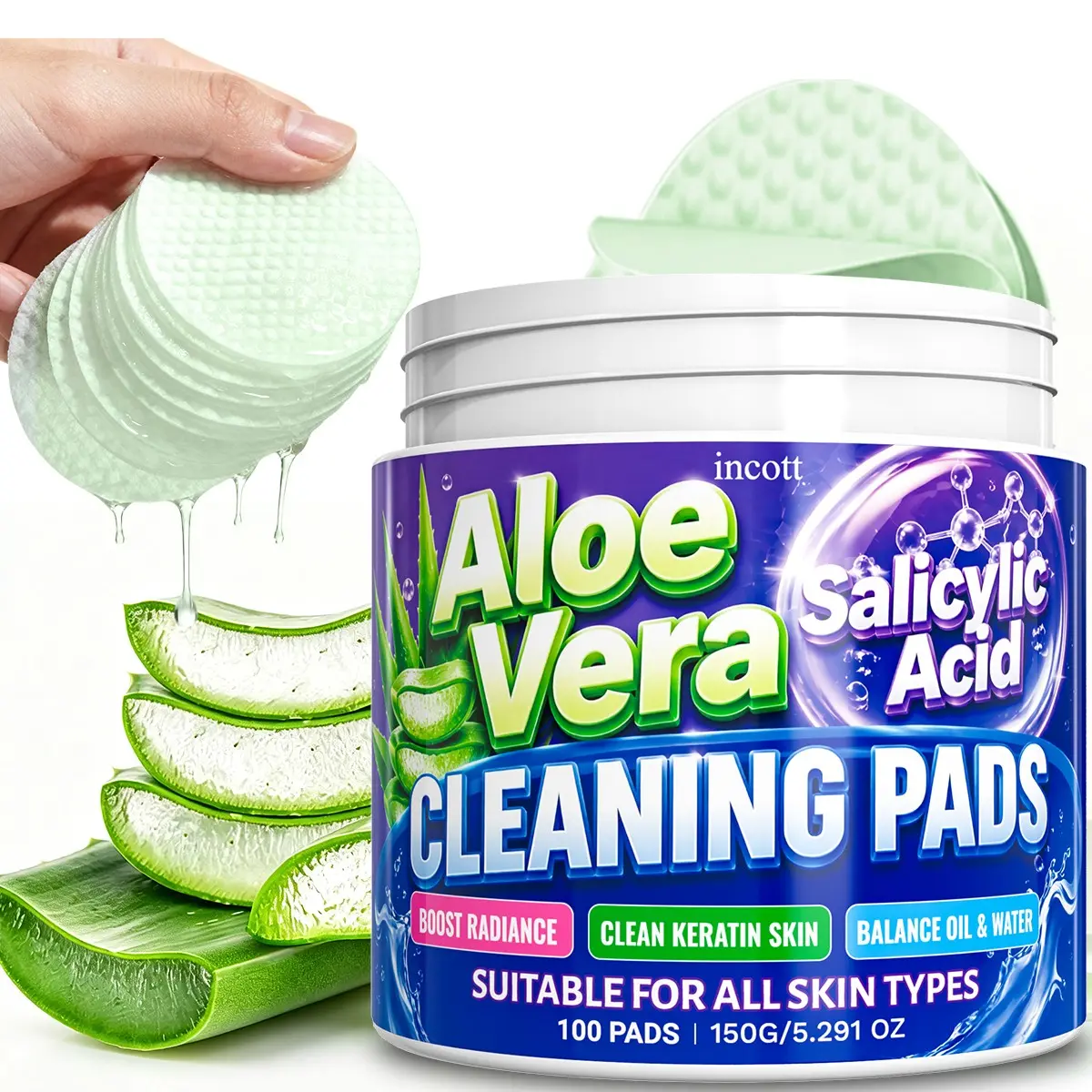 Facial Exfoliating Pads, Salicylic Acid Pads, Facial Radiance Pads， Hydrates & Moisturizes! Deeply Cleanses & Exfoliates, Controls Oil, Boosts Radiance – Perfect For Daily Facial Care & All Skin Types!