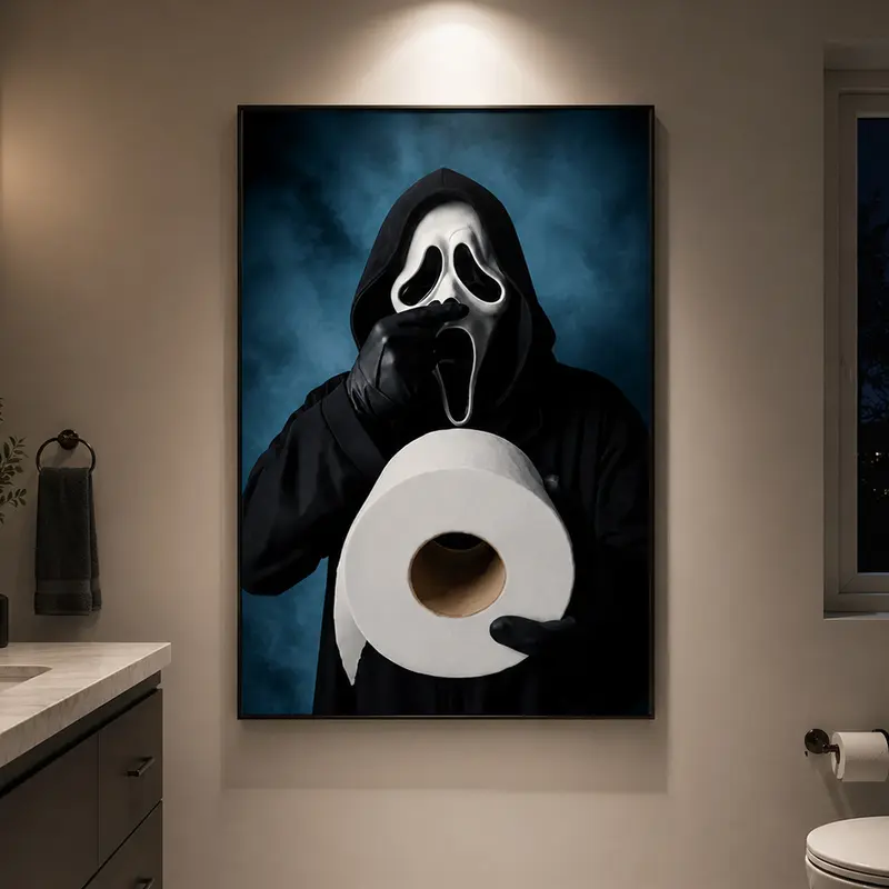 Funny Scream Bathroom Poster, Horror Movie Wall Art, Ghostface Wall Print, Funny Bathroom Decor, Horror Bathroom Art, Halloween Wall Decor, Gothic Home Decor, Scary Movie Poster, Funny Toilet Decor, Horror Fan Gift
