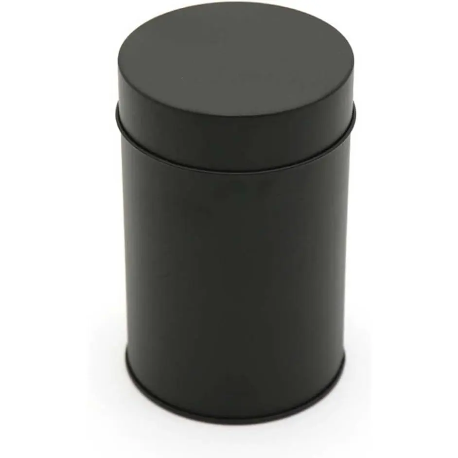 1 Pack  Tin Canister Black Metal Loose  Jar Small  Storage Can Box Round Kitchen Canister with Airtight Double  for  Coffee Sugar  Candy