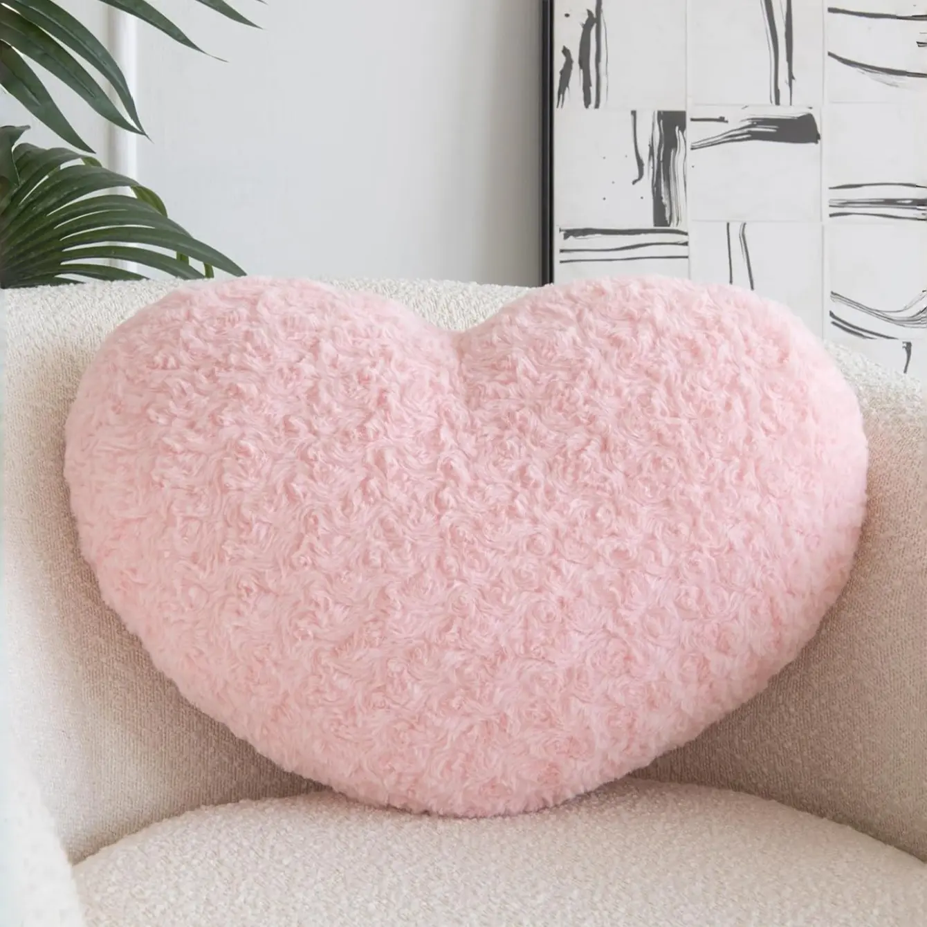 💕 1PC Multi-Color Rosette Plush Heart Shaped Pillow | Cozy Romantic Couch & Bed Decor Aesthetic | All-Season Home Essential, Home Decorative Cushion & Holiday Must-Have 🎀 Perfect Gift Choice for Friends & Family