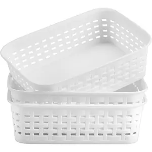3 Pack Plastic Storage Baskets for Cabinets,Small Plastic Basket,Organizer Bins Storage Baskets for Shelves,Room,Pantries,Countertops(White)