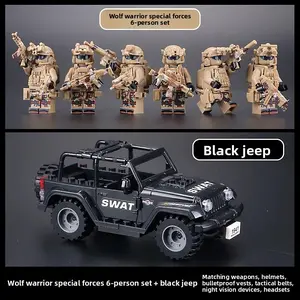 Heavy Tactical Gear Mini Brick Character Minifigs, Compatible Small Interlock Bricks, DIY Assembly Collectible Display Set For Boys Daily Collection