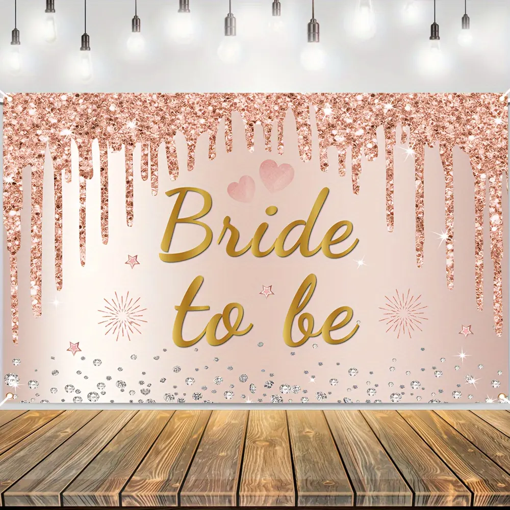 Champagne Bride-to-Be 2D Flat Banner, Single-Sided Polyester Fabric with Metal Grommets for Easy Hanging, Engagement & Bridal Shower Backdrop, Party Backdrop Decoration for Photo Booths, Photoshoot Backdrops, Decoration Banners