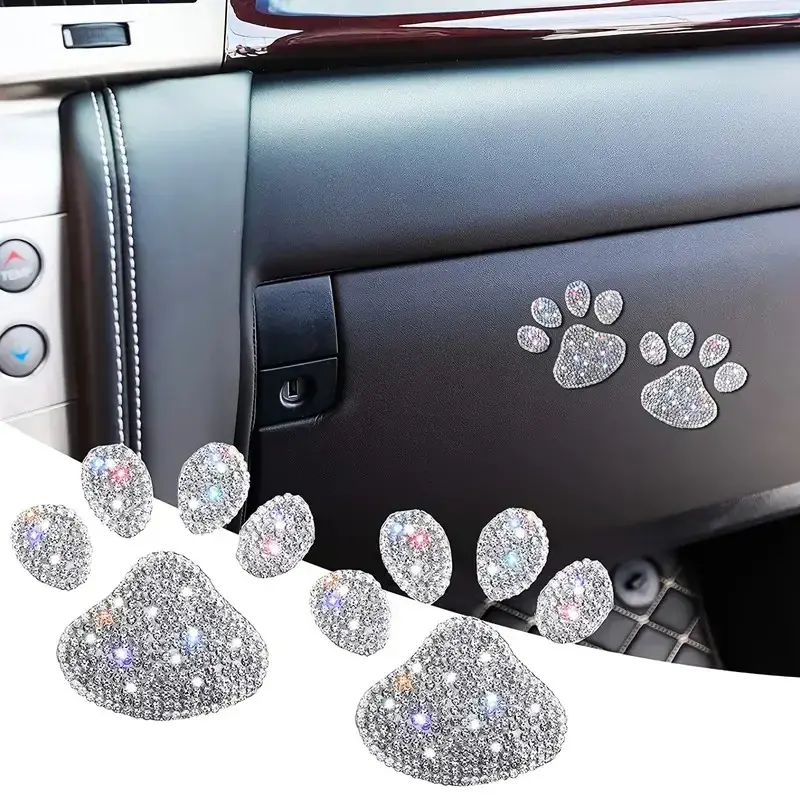 Fashion Rhinestone-Inlaid Butterfly & Bear Claw Car Stickers, Bedazzled Automotive Accessories, DIY Decals for Interior & Exterior Body Decoration, Sticker Deco, Bedazzled Car Accessories