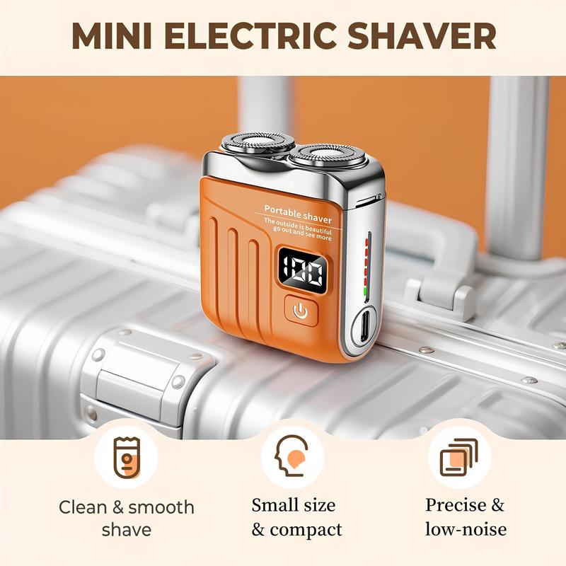 Mini Shavers for Men,Portable Rotary Dual Ring Electric Shaver,Mini Magnetic with Digital Display Washable Head Razor,USB Rechargeable Waterproof Electric Hair Cutting Machines,for Home Travel