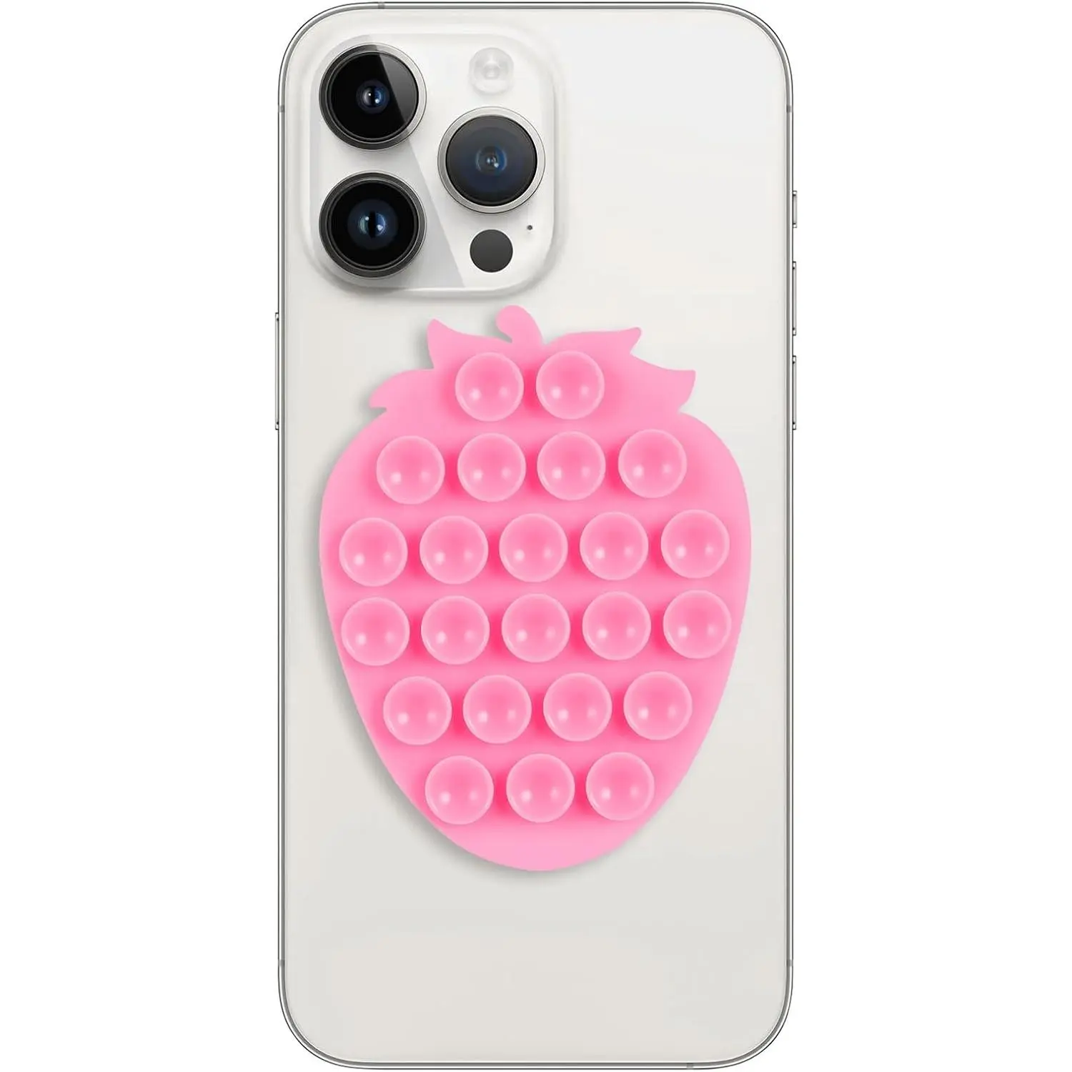 SuctionPhone Grip,   Suction,Strawberry Sticky Grip,Suitable for Selfies and Videos  Mirrors, Bathrooms and Smooth Surfaces, Compatible with  (Strawberry Red)