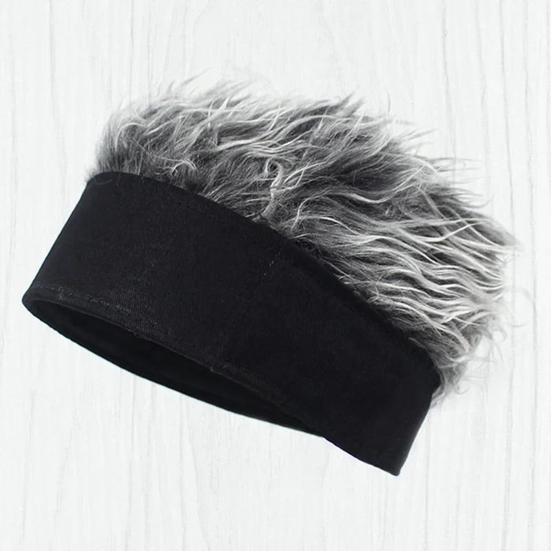 Unisex Beanie Wig Hat Synthetic Short Hair Caps Hip Hop Beanie Hat Spiked Fake Hair Hat Wigs Short Melon Headband Prop Headwear