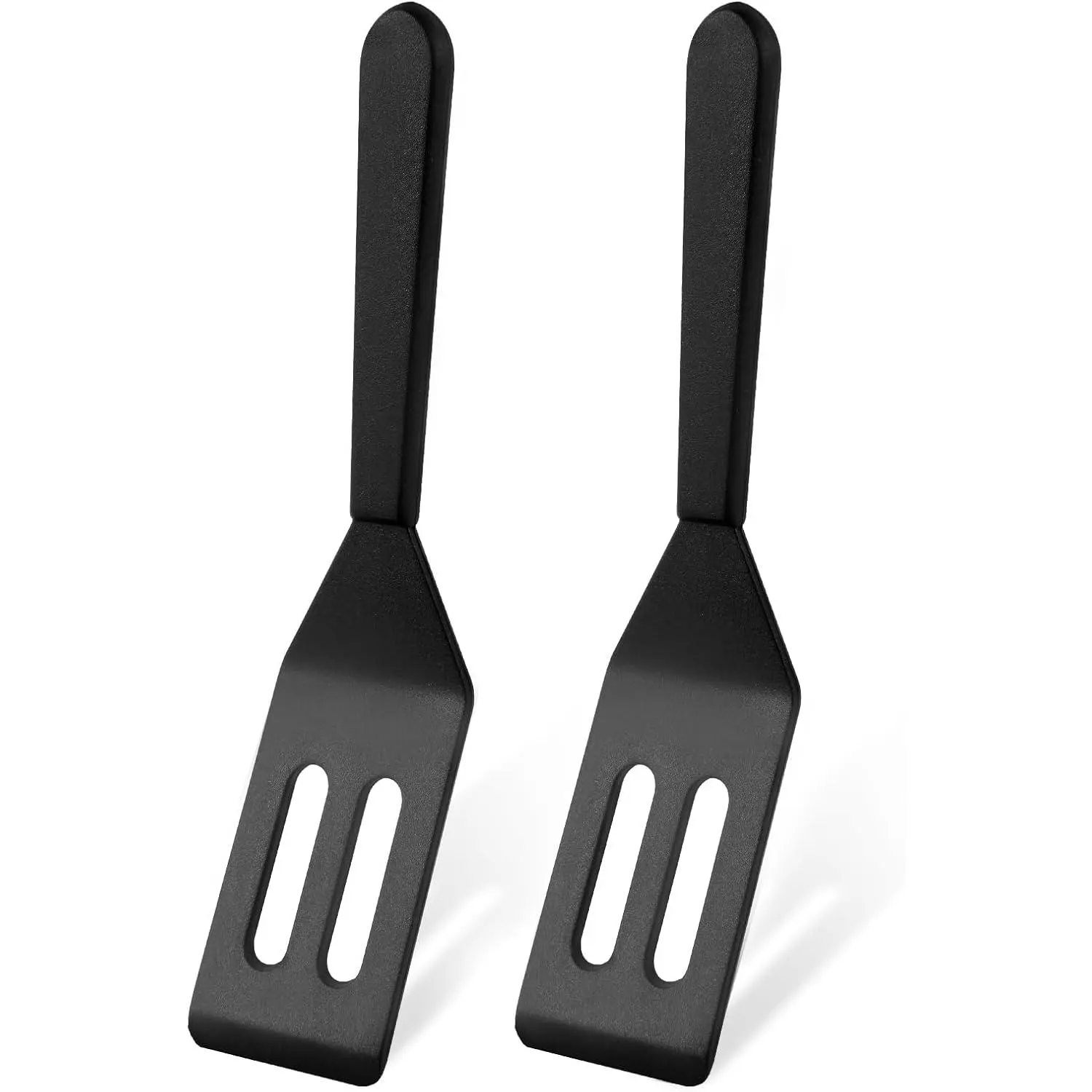 【2 Pack】 Small Spatula for Nonstick Cookware Mini Spatulas for kitchen Use,Heat-Resistant  Thin Spatula Cooking Baking (Black-2)