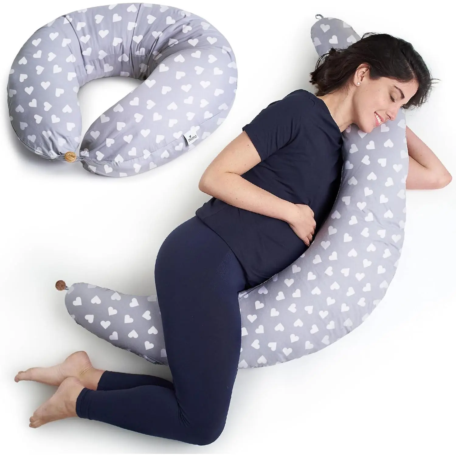 Pregnancy Pillow & Baby Feeding Pillow - 2022 Double Platinum Winning Maternity Pillow, 100% Cotton Pregnancy Pillow Cover, Machine-Washable, Pregnancy Must Haves New model