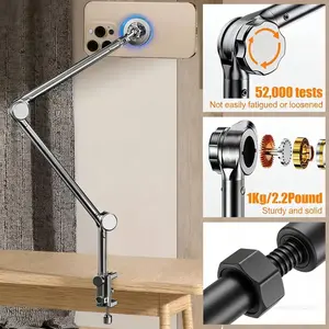 Phone Bedside Mount Accessory Magnetic Flexible Long Arm 360 Degree Adjustable Universal Fit Stable Hands Free Multi Use Phone Stand for Bedside Desk Filming Video Live Streaming Home Office Dorm Use for Content Creators Studen, Magnetic Metal Mount