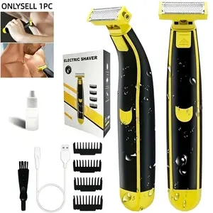 Men's Wet Dry Electric Razor, 360° Beard Trimmer, 4 Replaceable Heads, Non-Slip Durable Design, USB Rechargeable, Perfect Gift Choice