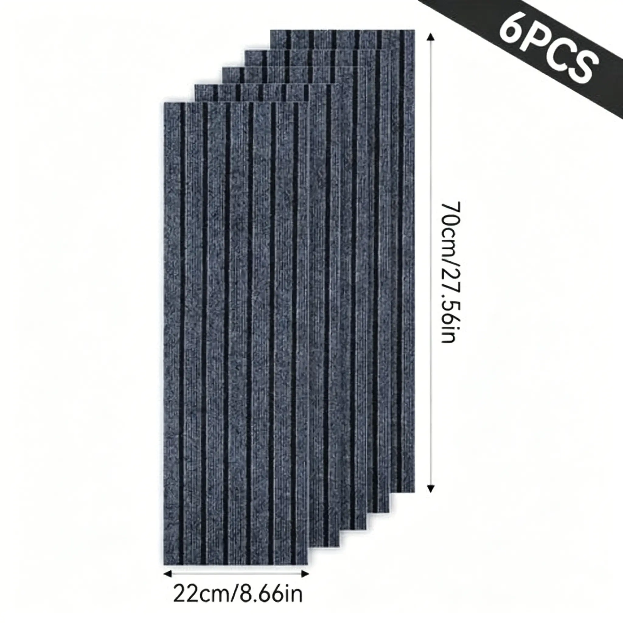 6-Pack Self-Adhesive Stair Treads, Mats, Safe for Kids, Elderly, Pets, 8.66"x27.56", Non-Pile, Durable, Easy Installation, Home & Office Use