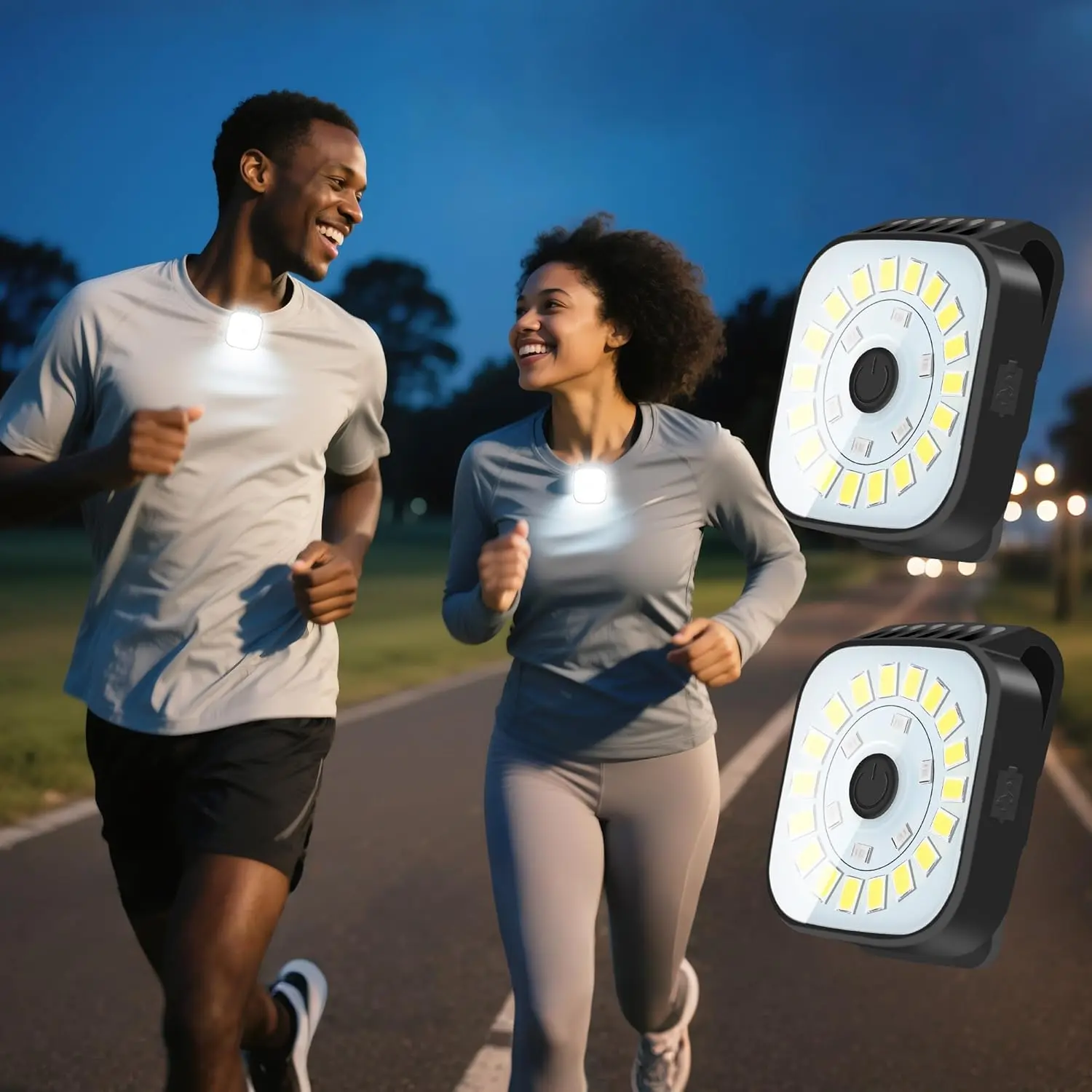2 Pack Running Lights for Runners - Rechargeable Clip on Flashlight, Running Accessories for Men, Walking Light for Night Walking, 4 Modes Safety Dog Light, Jogging Biking Hiking Camping Gear