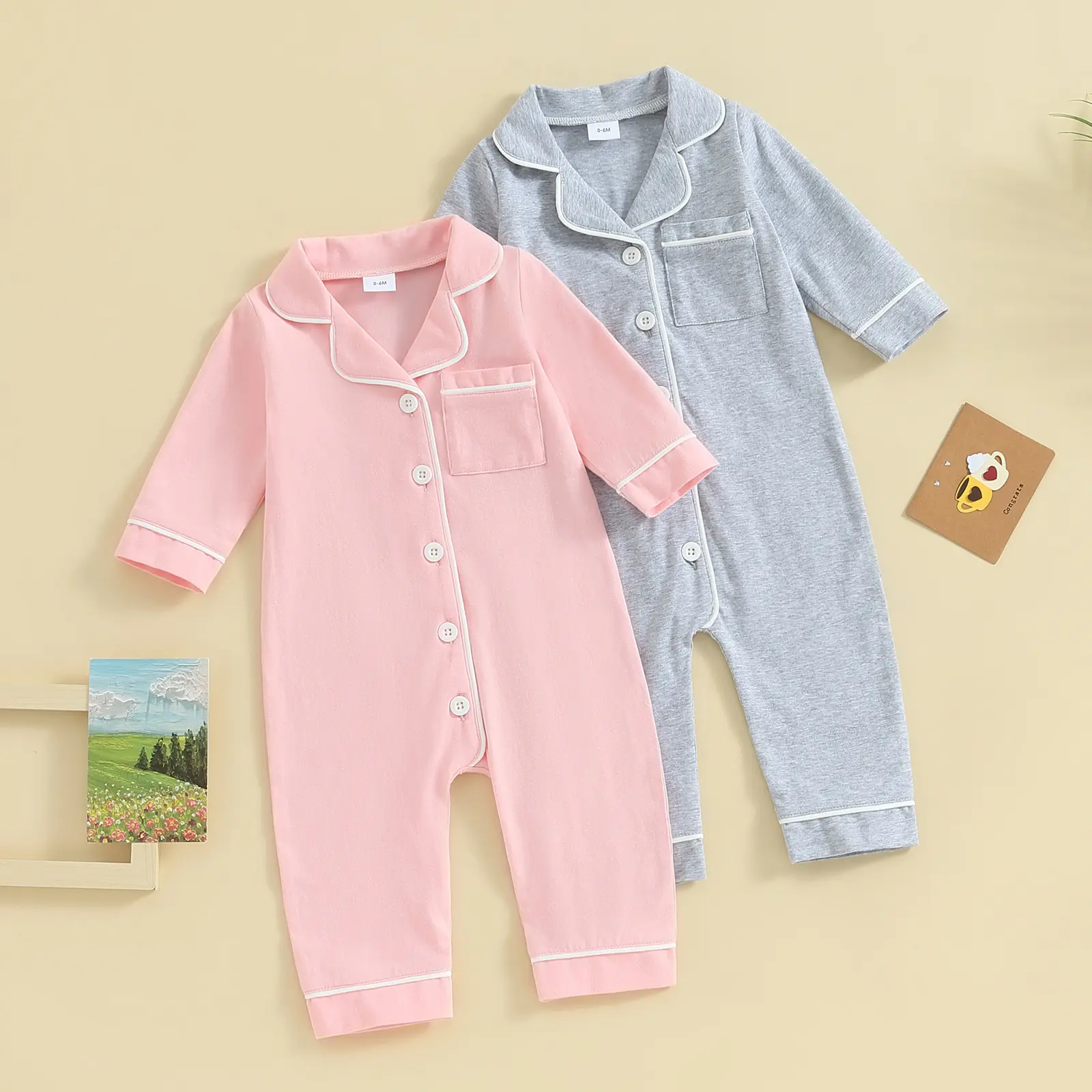 Infant Baby Girl Boy  Pajamas Jumpsuit Button Down Footless Pajama Onesie Christmas Pjs Sleepwear Nightgown