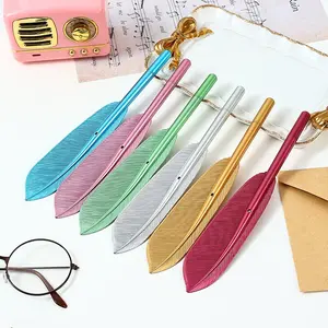 6PCS Retro Colorful Feather Gel Pen, 0.5mm Fine Needle Tip Black Ink Pen, Creative Decorative Writing Pen for Students & Gifting