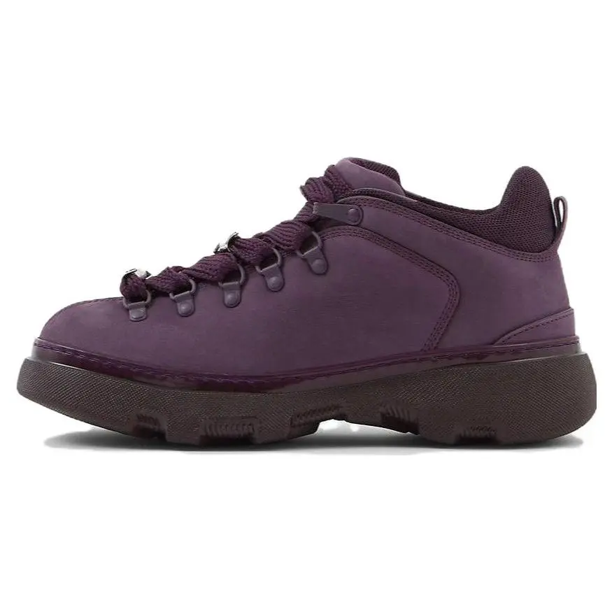 Burberry Leather Round-Toe Lace-Up Low-Top Casual Shoes for Men in Plum Red Trending Shoes, House White Official Shoes to Get / Maison Mihara Verifiable, with credentials and supporting global authentication