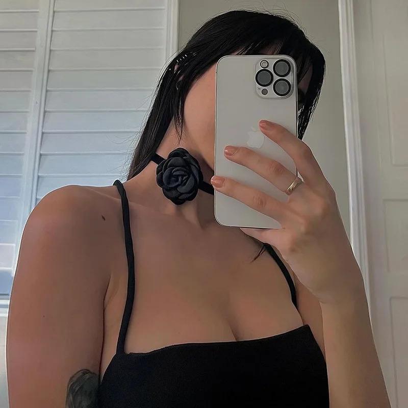 Coquette Elegant Party Dress Mall Goth Vintage Aesthetic Fairycore Grunge Backless Lace-up High Waist Halter Dress