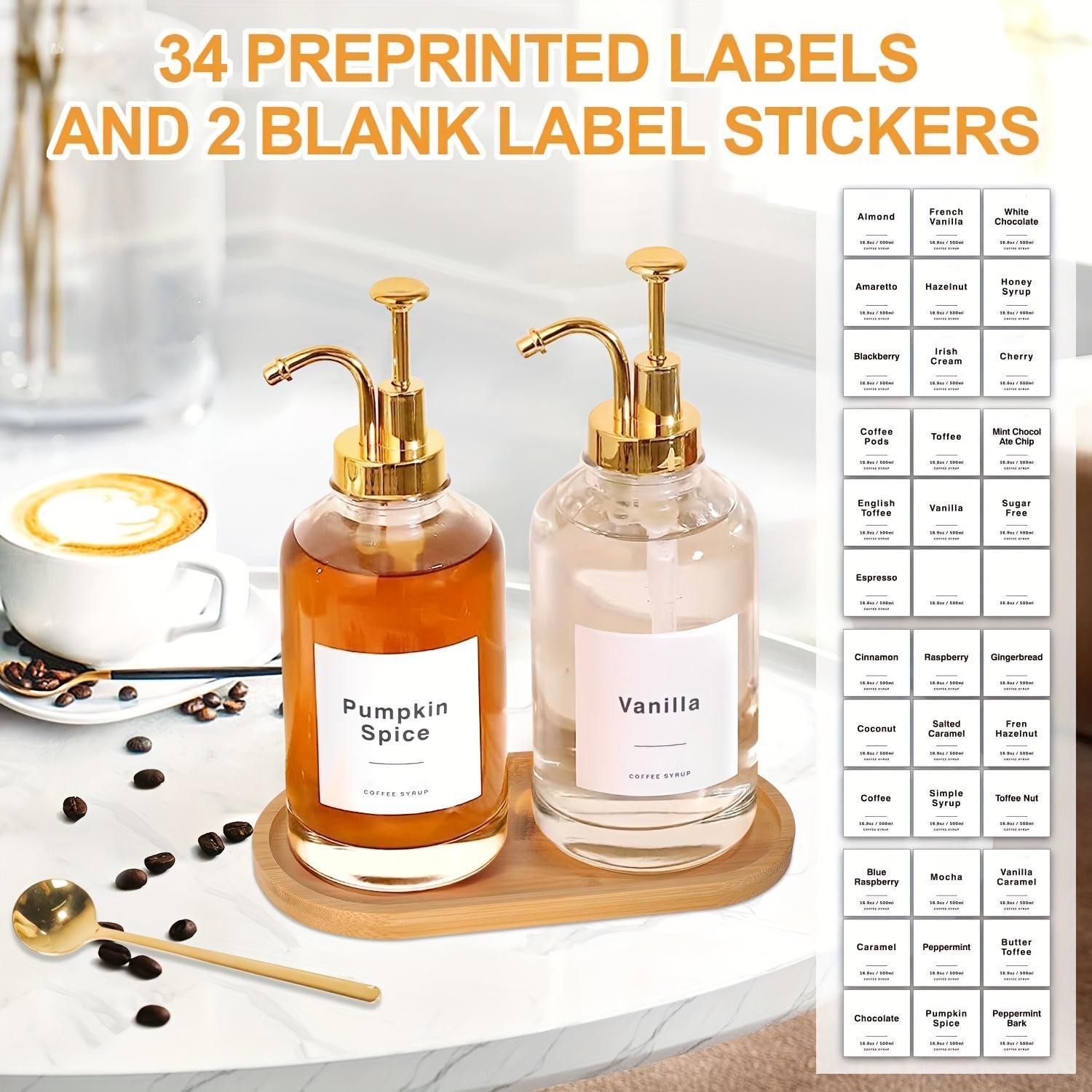 2pcs Set, Syrup Dispenser, Coffee Syrup Bottle, Coffee Bar Syrup Dispenser, Coffee Pump Dispenser, Oil Dispenser, Glass Syrup Bottle with Pump, Lotion Bottle, Hand Sanitizer Dispenser Bottle, Shampoo And Shower Gel Dispenser Bottle