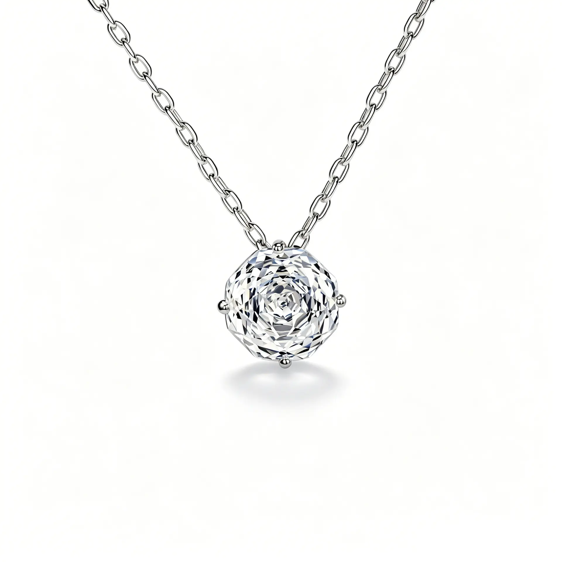 #085 Female Adults' High-End 2-Carat 4-Prong Millennial Cut Rose Zircon Pendant Necklace, Auspicious Birthday & Anniversary Gift for Loved Ones, Luxury Engagement Jewelry gift summerwins a-z letter pendant chain faith jewelry surprising exquisite zircon