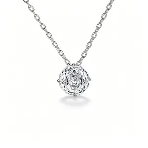 #085 Female Adults' High-End 2-Carat 4-Prong Millennial Cut Rose Zircon Pendant Necklace, Auspicious Birthday & Anniversary Gift for Loved Ones, Luxury Engagement Jewelry gift summerwins a-z letter pendant chain faith jewelry surprising exquisite zircon