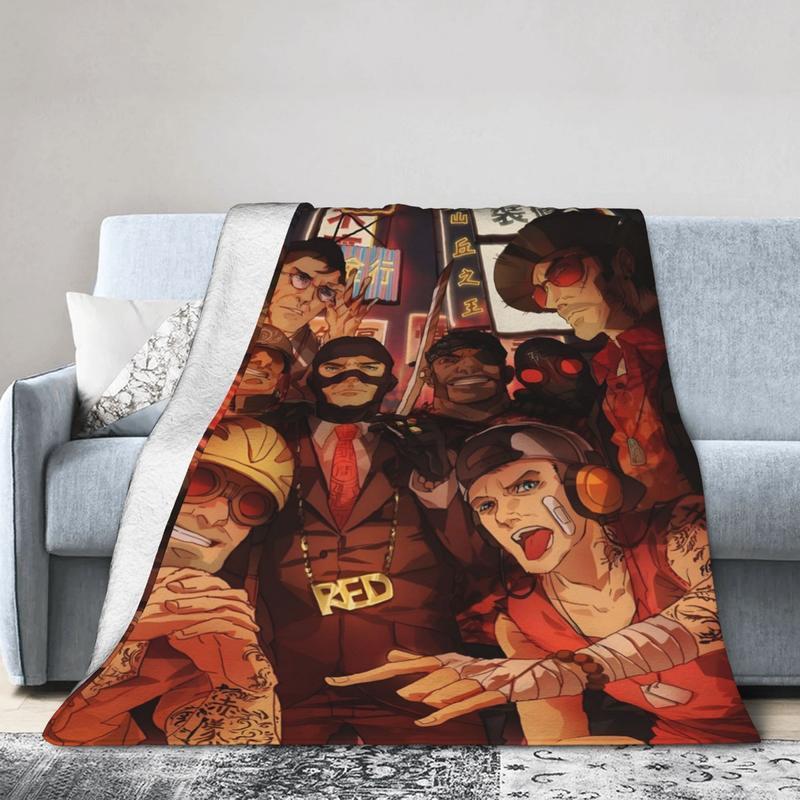 Team Fortress 2 Game Logo Flannel Throw Blanket - Ultra Soft, Warm, Cozy, Breathable, Wrinkle Resistant - Funny Print - All Seasons for Room, Couch - Birthday Gift