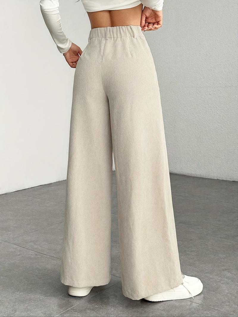 New Corduroy Wide Leg Pants High Waist Loose Fit Women's Casual Long Trousers, Comfortable and Stylish Ladies' Clothing